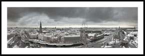 Panorama af vinterklædt København set fra Christiansborg - panoramabillede nedtonet