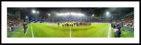 FC København (FCK) vs FC Barcelona i Parken - panoramabillede i farver