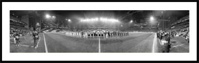 FC København (FCK) vs FC Barcelona i Parken - panoramabillede i sort/hvid