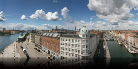 360 graders panorama af Københavns Havn for enden af Nyhavn