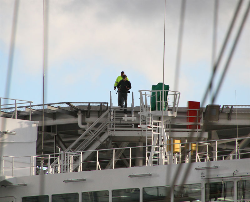 Panoramafotografering fra helikopterplatformen på "Pacific Orca" i Københavns Havn.