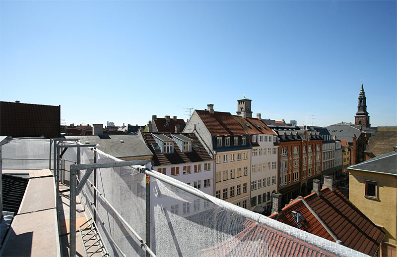 Panoramafotografering fra taget af bygning i Krystalgade i København.