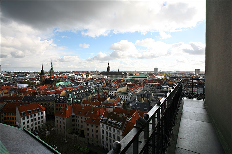 Panoramafotografering tårnet på Vor Frue Kirke i København.