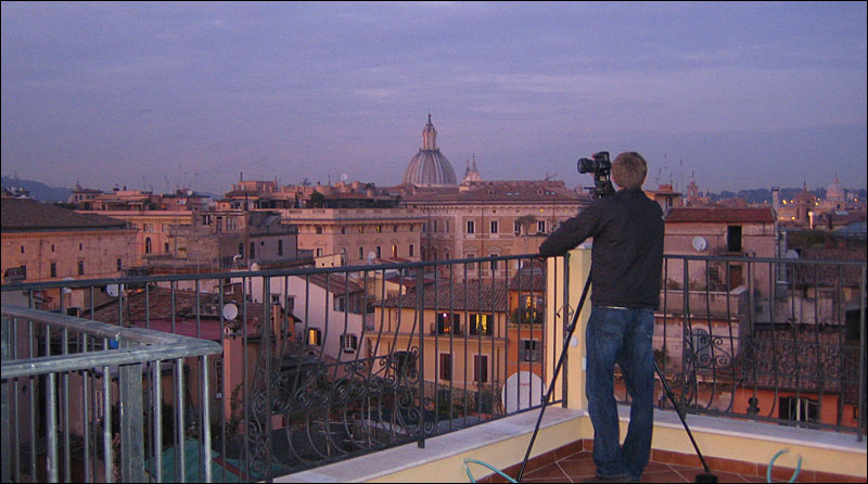 Panoramafotografering fra hustag i Rom (ved Campo de Fiori).