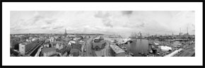 Panorama af Aarhus - panoramabillede i sort/hvid