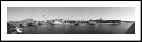 Christians Brygge - panoramabillede i sort/hvid