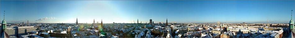 360 graders vinter panorama af udsigten fra Runde Tårn 