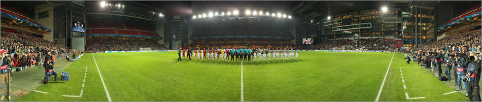 Panorama fra FC Nordsjællands Champions League kamp mod Juventus i Parken