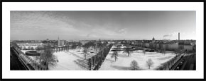 Kongens Have Vinter - Panorama i sort/hvid