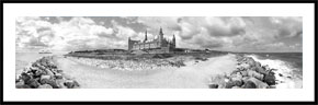 Kronborg Slot - panoramabillede i sort/hvid