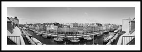 Nyhavns Solside Vinter - panoramabillede i sort/hvid