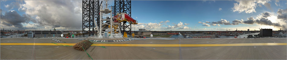 360 graders panorama af Pacific Orca i Københavns Havn - Verdens største Windfarm Installation Vessel