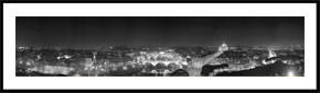 Rom fotograferet fra Castel Sankt Angelo - panoramabillede i sort/hvid