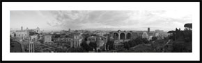 Rom fotograferet fra Palatinerhøjen - panoramabillede i sort/hvid