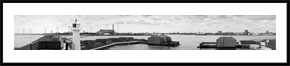 Panorama af Trekroner Fort - panoramabillede i sort/hvid
